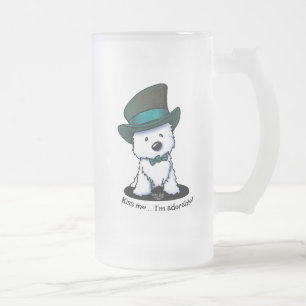 Caneca De Cerveja Vidro Jateado Rua de KiniArt Westie Terrier.