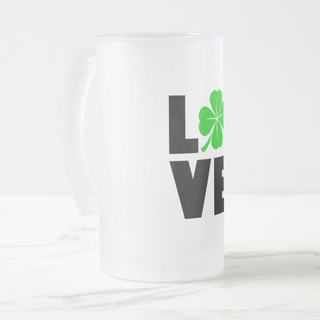 Caneca De Cerveja Vidro Jateado rua de shamrock. Dia de Patrick (Frente Esquerda)
