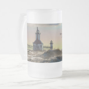Caneca De Cerveja Vidro Jateado Rua Joseph Lighthouse Painterly Fosco Mug