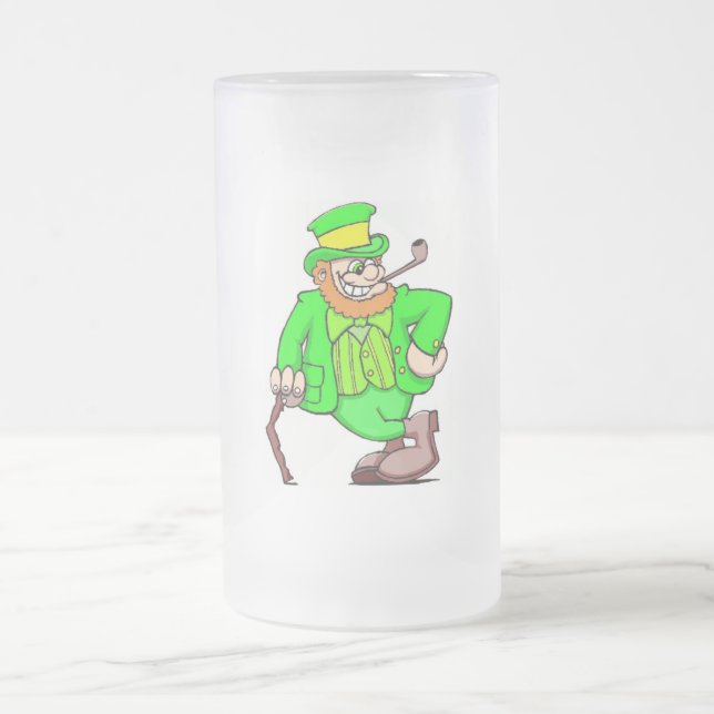 Caneca De Cerveja Vidro Jateado Rua. Patricks - Fosco de 16oz (Centro)