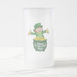 Caneca De Cerveja Vidro Jateado Rua. Patricks - Fosco de 16oz