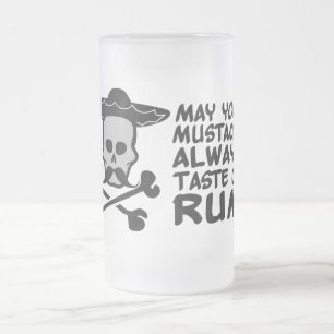 Caneca De Cerveja Vidro Jateado Rum Mustache - escolha estilo, cor