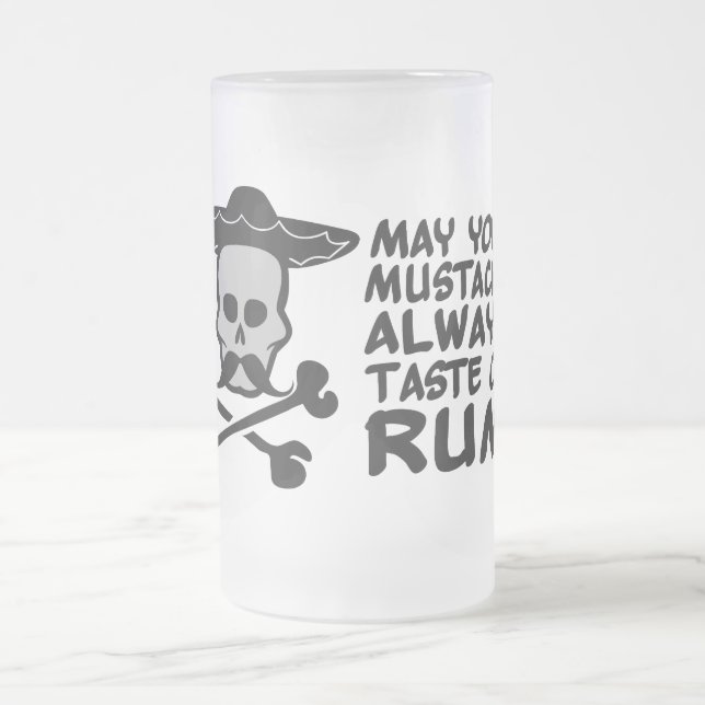 Caneca De Cerveja Vidro Jateado Rum Mustache - escolha estilo, cor (Centro)