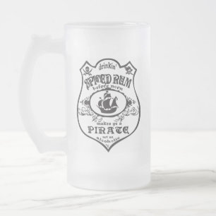 Caneca De Cerveja Vidro Jateado Rum = pirata temperados