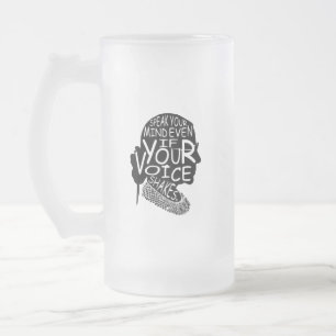 Caneca De Cerveja Vidro Jateado Ruth Bader Fale Sua Mente Mesmo Que Sua Voz Esteja