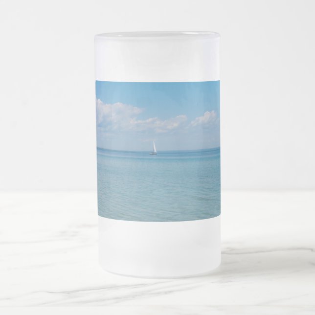 Caneca De Cerveja Vidro Jateado Sail Away Fosco Mug (Centro)
