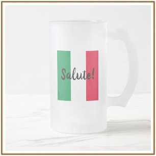 Caneca De Cerveja Vidro Jateado Salute Fosco Beer Mug na bandeira italiana