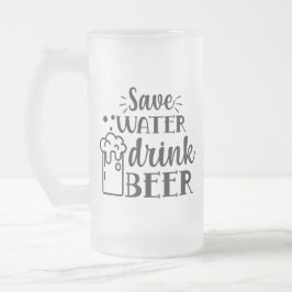 Caneca De Cerveja Vidro Jateado salve água beber cerveja