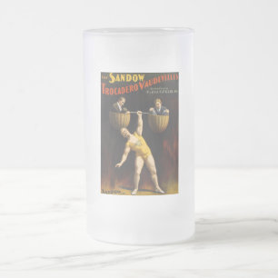 Caneca De Cerveja Vidro Jateado Sandow Eugen Sandow Vaudeville Weightlifter