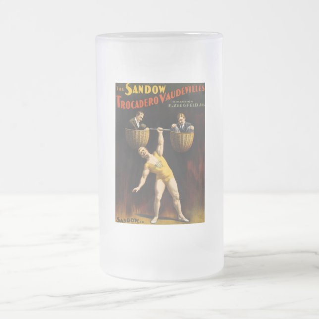 Caneca De Cerveja Vidro Jateado Sandow Eugen Sandow Vaudeville Weightlifter (Centro)