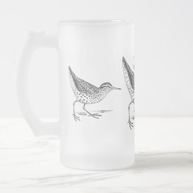 Caneca De Cerveja Vidro Jateado Sandpiper Shorebird Thunder_Cove (Esquerda)