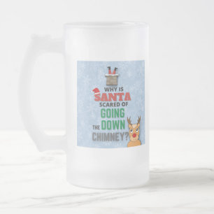Caneca De Cerveja Vidro Jateado Santa Claus chimney flocos de neve engraçados azu