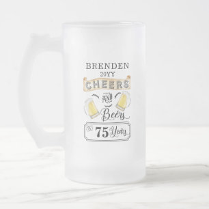 Caneca De Cerveja Vidro Jateado Saúde e Cerveja aos 75 anos de aniversário