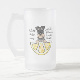 Caneca De Cerveja Vidro Jateado Schnauzer Life Lemons Fosco Vidro
