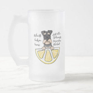 Caneca De Cerveja Vidro Jateado Schnauzer Life Lemons Fosco Vidro