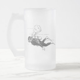 Caneca De Cerveja Vidro Jateado Scuba Diver