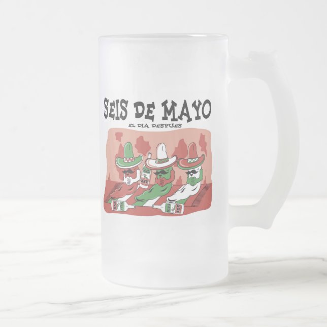 Caneca De Cerveja Vidro Jateado Seis de Mayo (Direita)