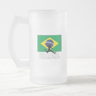 Caneca De Cerveja Vidro Jateado Seleção Brasileira de Futebol