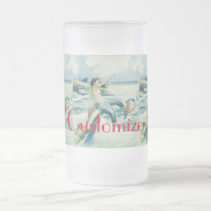 Caneca De Cerveja Vidro Jateado Serpente de Serpente de Sereia Marinha Thunder_Cov
