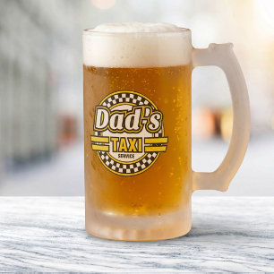 Caneca De Cerveja Vidro Jateado Serviço do táxi do pai