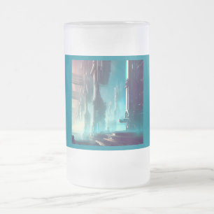 Caneca De Cerveja Vidro Jateado SF Cidade Futurística 1