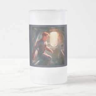 Caneca De Cerveja Vidro Jateado SF Hero a bordo nave espacial 1