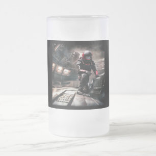 Caneca De Cerveja Vidro Jateado SF Hero a bordo nave espacial 3