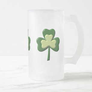 Caneca De Cerveja Vidro Jateado Shamrock Beer Mug