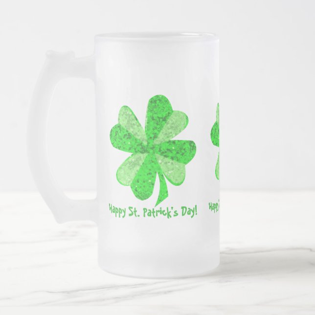 Caneca De Cerveja Vidro Jateado Shamrock irlandês irlandês legal brilhando Rua nun (Esquerda)