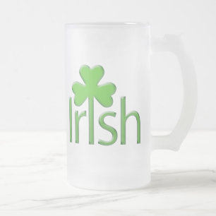 Caneca De Cerveja Vidro Jateado Shamrock Mug Irlandês