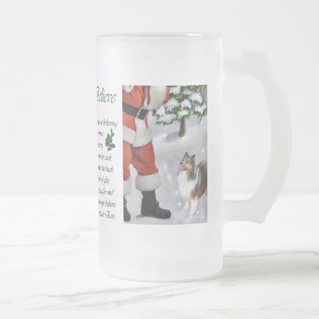 Caneca De Cerveja Vidro Jateado Shetland Sheepdog Sheltie presentes de Natal (Direita)