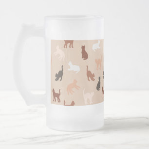Caneca De Cerveja Vidro Jateado Silhute de gato