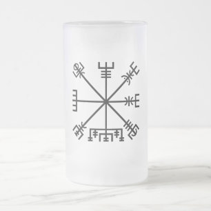 Caneca De Cerveja Vidro Jateado Símbolo Viquingue Vegvisir