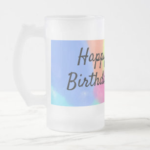 Caneca De Cerveja Vidro Jateado simples caligrafia feliz aniversário personalizado