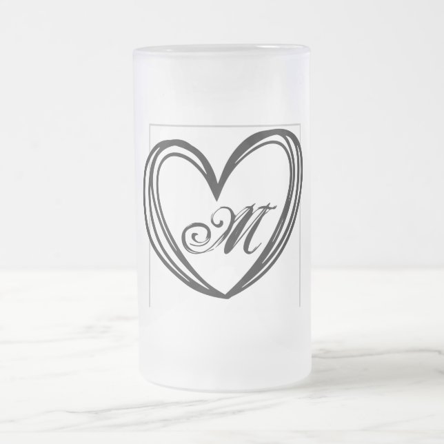 Caneca De Cerveja Vidro Jateado simples e mínimo adicione a foto do seu monograma  (Centro)