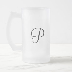 Caneca De Cerveja Vidro Jateado simples e mínimo adicione sua foto de monograma d