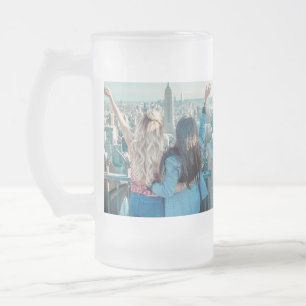 Caneca De Cerveja Vidro Jateado simples minimal adicione sua foto de nome de madri
