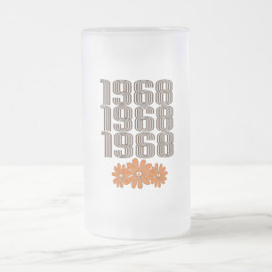 Caneca De Cerveja Vidro Jateado Sinal de Paz Orange Hippy Flower Power de 1968