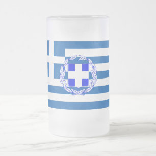Caneca De Cerveja Vidro Jateado sinalizador de grécia