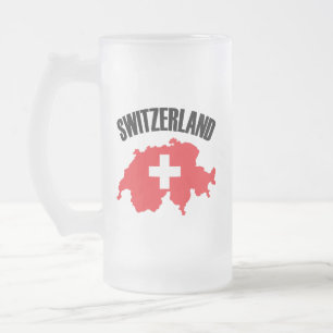Caneca De Cerveja Vidro Jateado Sinalizador de Mapa de suiça