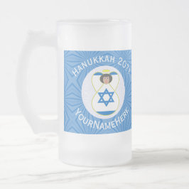 Caneca De Cerveja Vidro Jateado Sinalizador Israelita Anjo Hanukkah Personalizado 