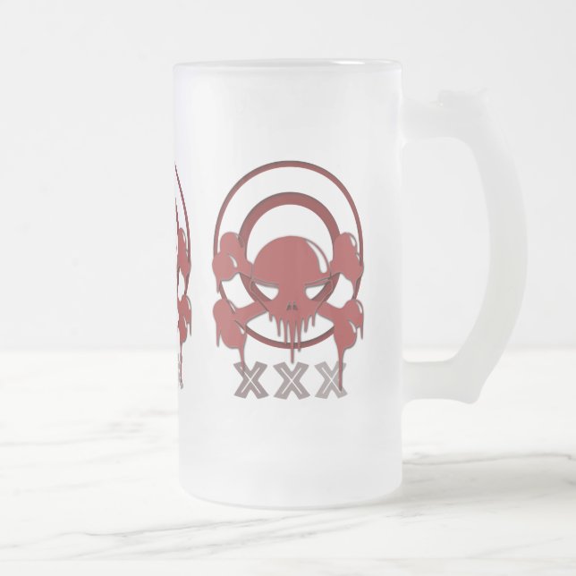 Caneca De Cerveja Vidro Jateado Skullex Mug (Direita)