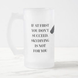 Caneca De Cerveja Vidro Jateado Slogan Fosco Mug do Skydiving
