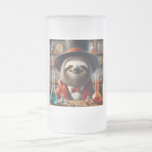 Caneca De Cerveja Vidro Jateado Sloth Mad Scientist