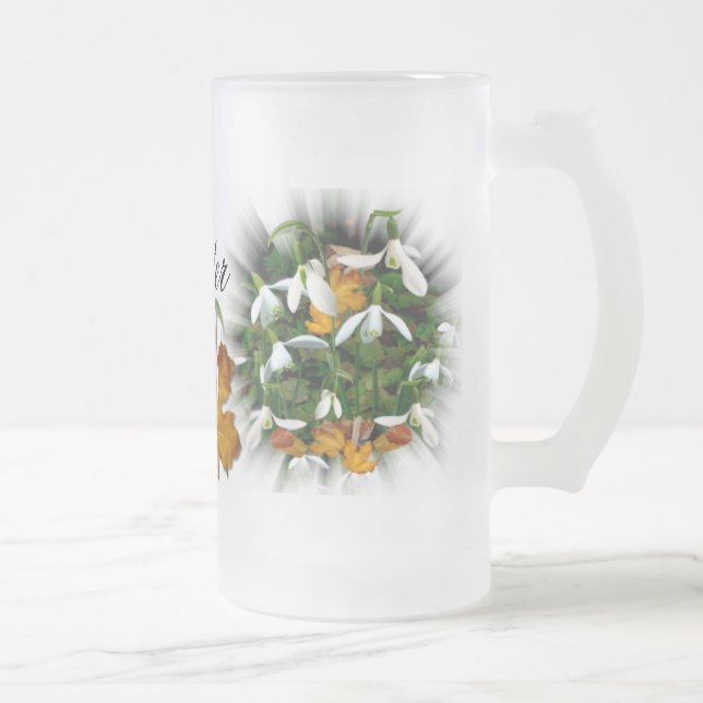 Caneca De Cerveja Vidro Jateado SNOWDROP ~ Fosco (Direita)