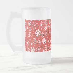 Caneca De Cerveja Vidro Jateado Snowflake Snowstorm com uma pancada de fundo verme