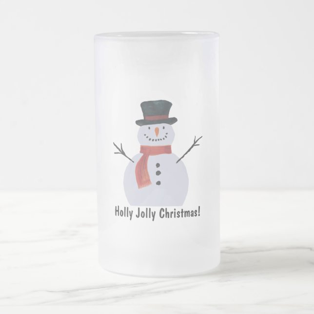 Caneca De Cerveja Vidro Jateado Snowman Christmas Cheers (Centro)