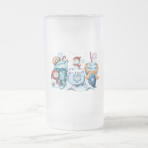 Caneca De Cerveja Vidro Jateado Snowman Glass Mug