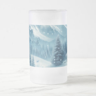 Caneca De Cerveja Vidro Jateado Snowy Winter Mountain