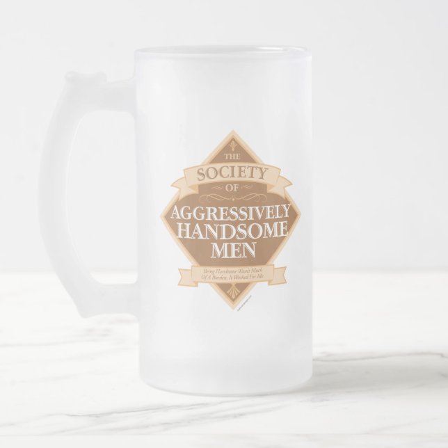 Caneca De Cerveja Vidro Jateado Sociedade de Homens Agressivamente Bonitos (Esquerda)